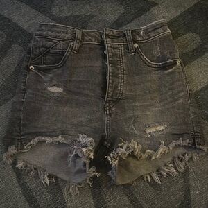 We The Free Distressed Black Jean Shorts
